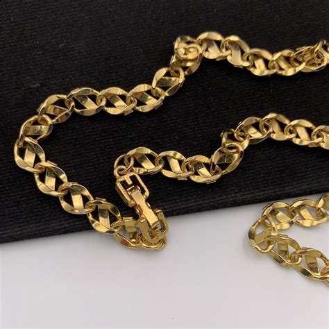 vintage givenchy necklace mens|Givenchy gold tone necklace.